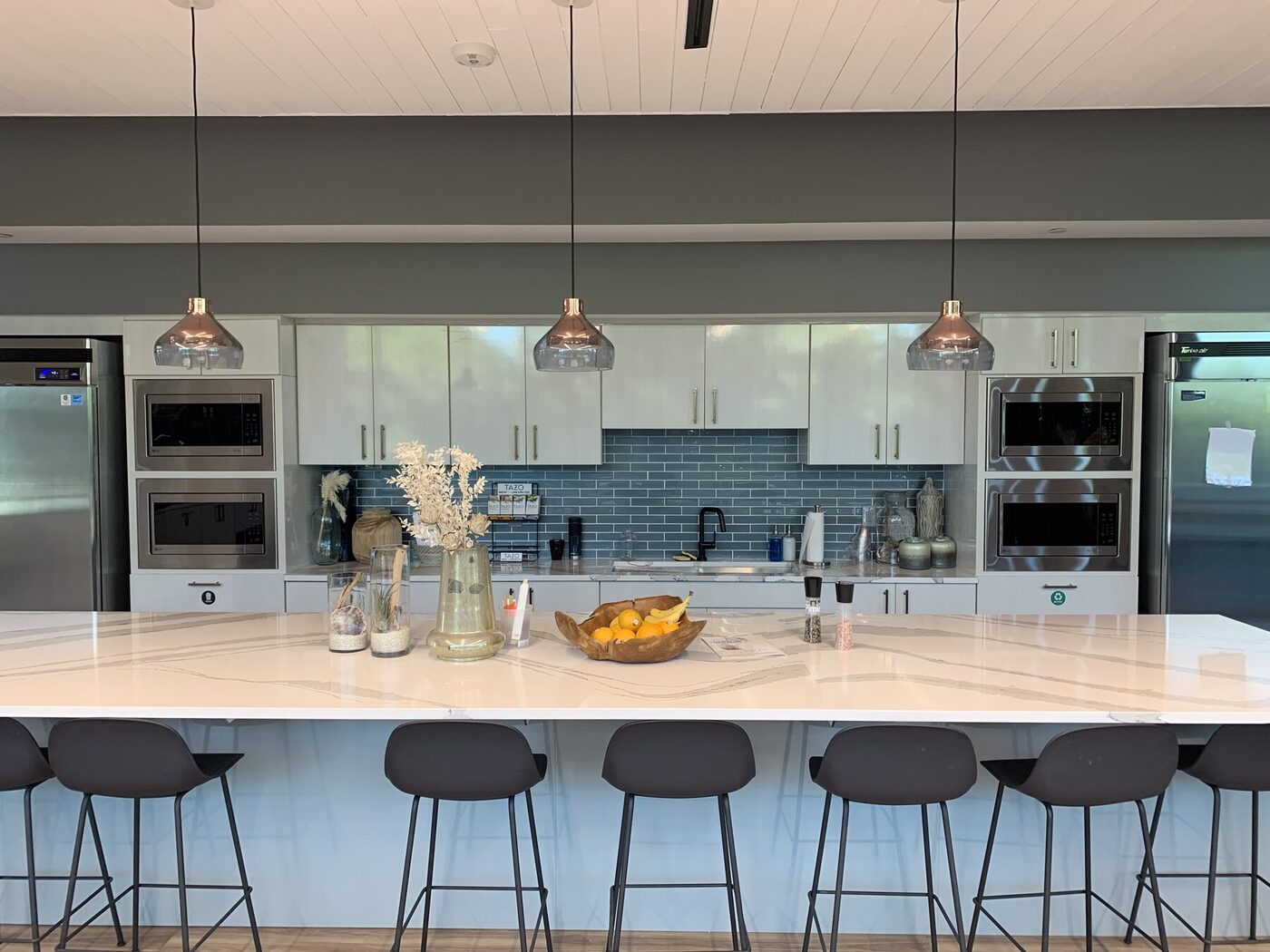 Completed commercial amenity kitchen and gathering space